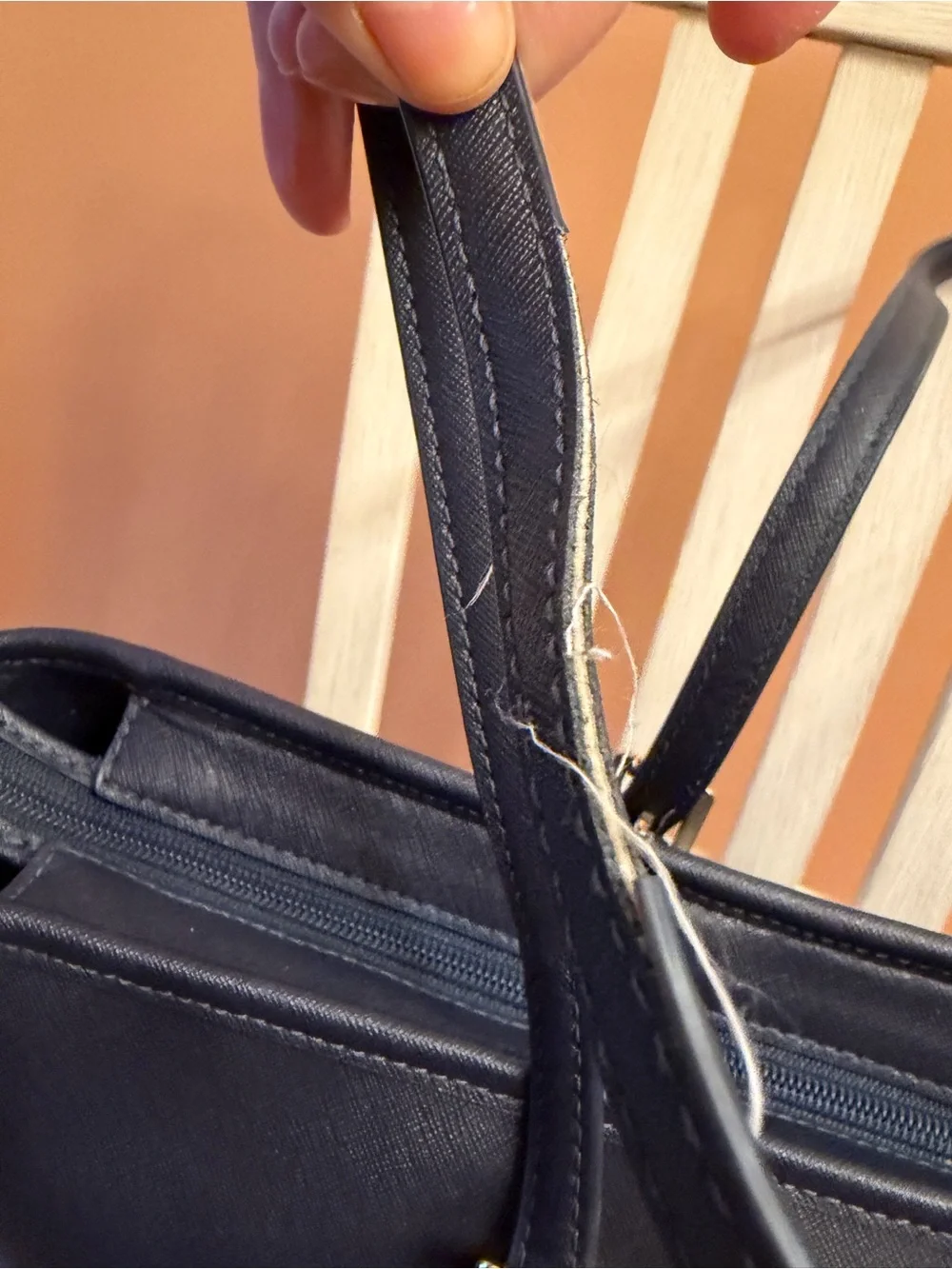 Michael Kors Navy Saffiano Leather Tote with Gold Hardware
